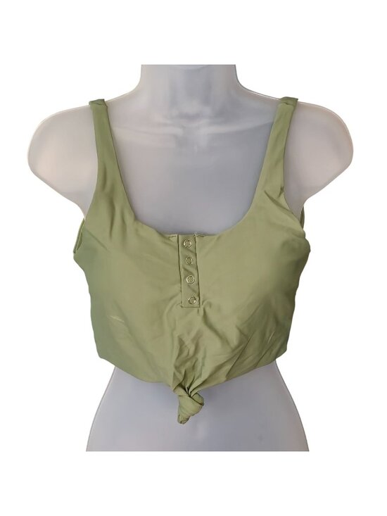 Zaful Other - Green Snap Front Crop Tank Swim Top M Knotted Tie Front Removable Pads